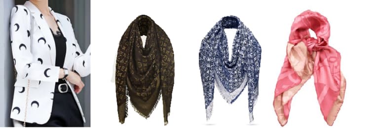 Blazer blanco con estampado combinado con fulares.